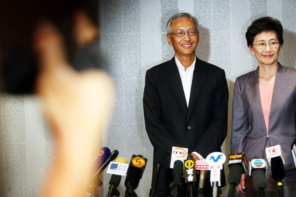 Iris Tam (right) admitted in an email to staff she had failed to reconcile differences she had with chairman Victor So (left) over the URA’s role. Photo: Sam Tsang
