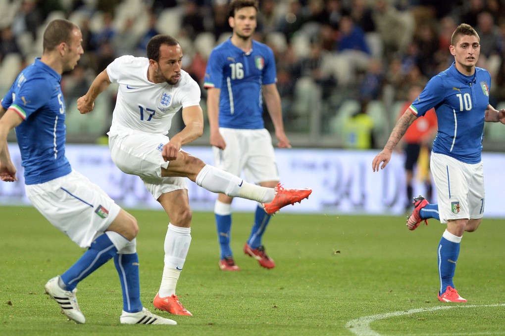 Andros Townsend fires home the equaliser for England. Photo: AP