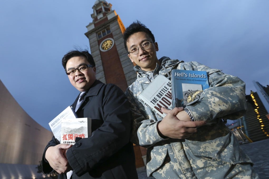 Hong Kong war history buffs Rusty Tsoi and Dennis Cheung at the Clock Tower in Tsim Sha Tsui. Photo: K.Y. Cheng