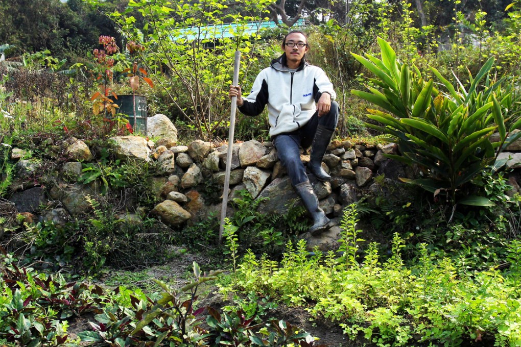 Chow Ka-wing, 23, took up farming in Lantau after studying sociology. Photo: May Tse