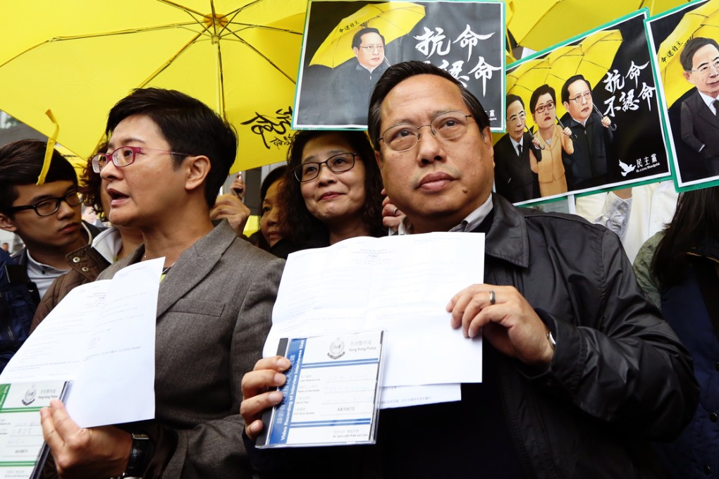 Unnamed pan-democrats drew up a draft statement after Zhang Rongshun declined to pledge in black and white that the election model could be revised beyond 2017. Photo: Nora Tam
