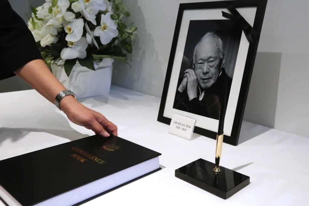 Book of condolences for Lee Kuan Yew at the Singaporean consulate in Hong Kong. Photo: SCMP Pictures
