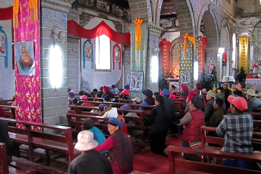 Tibetan Catholics in the village of Cizhong in Yunnan province come together to observe the rites of Easter. Photo: Haiya Zhang