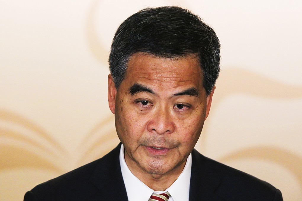 Leung Chun-ying speaks on Saturday. Photo: May Tse