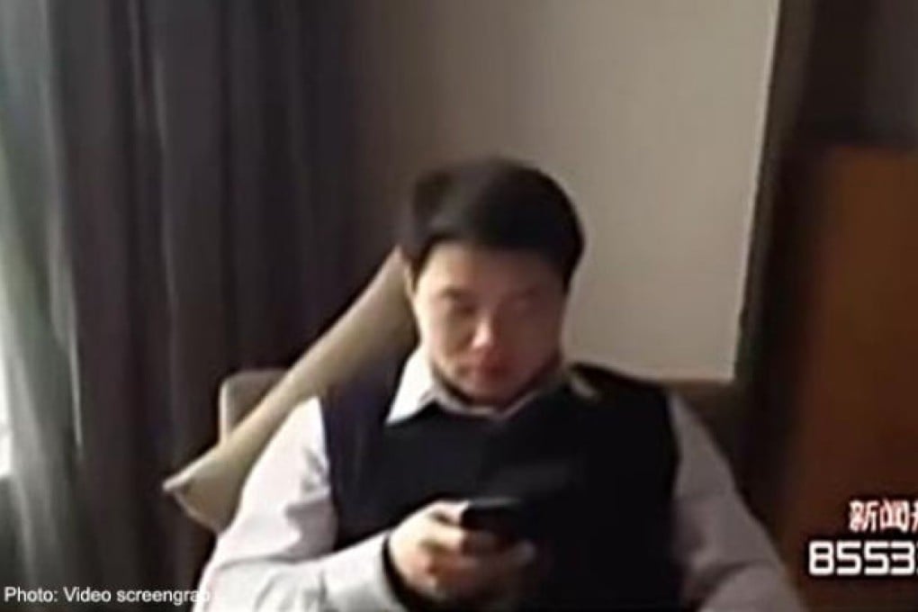 A video screen grab of the Changsha man identified only as Yuan who was discovered to have at least 17 girlfriends. Photo: SCMP Pictures