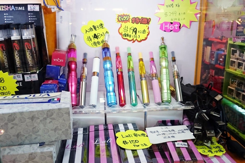 Electronic cigarette selling at a shopping mall in Mong Kok. Photo: Emily Tsang