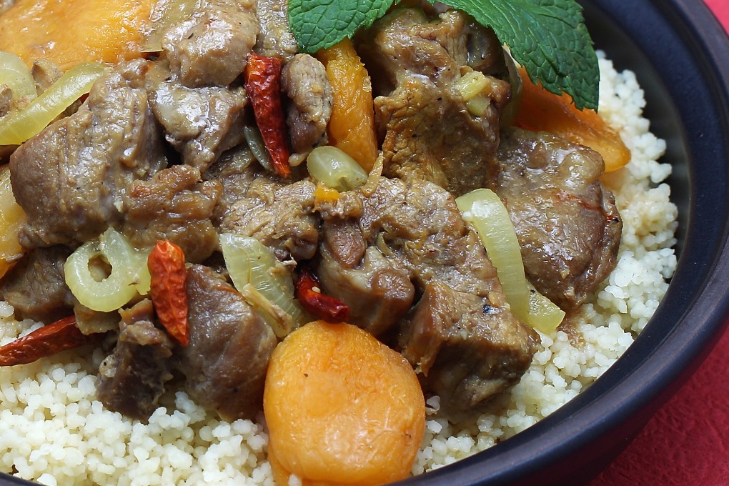 Lamb stew with apricots.