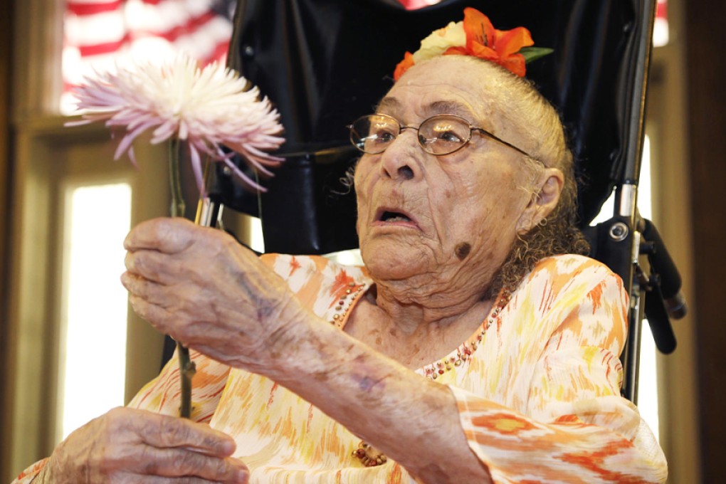 Gertrude Weaver on her 116th birthday last year. Photo: AP