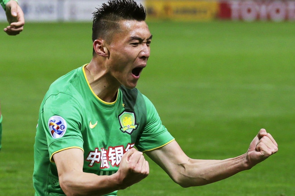 Yu Dabao of Beijing Guoan celebrates after scoring the opening goal in their 1-1 draw against Japan's Urawa Reds in a group E match of the AFC Champions League. Photo: Xinhua
