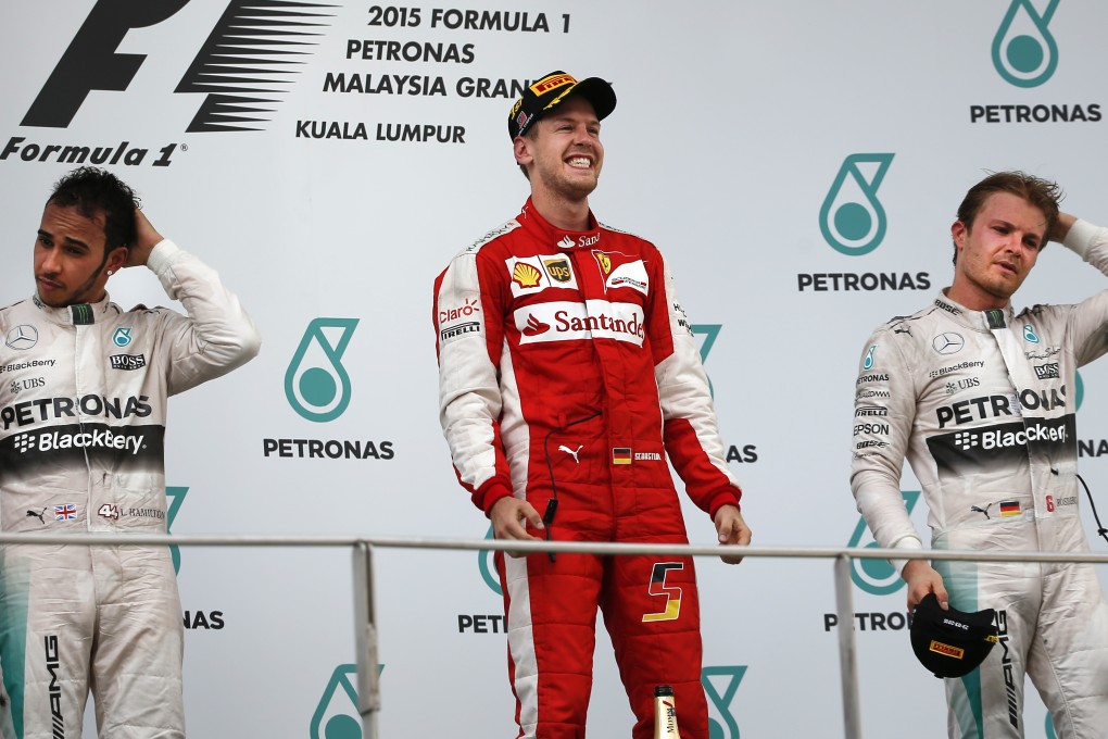 Sebastian Vettel had the last laugh by winning the Malaysian Grand Prix at Sepang. Photo: AP