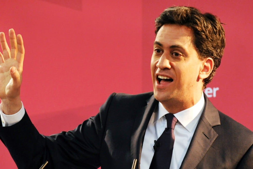 Labour leader Ed Miliband gives a speech at Warwick University, Coventry, England on April 8, 2015. Photo: AP