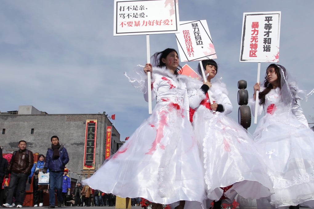 Some of the women held took part in the 'bloodstained bride" campaign  in Beijing, aimed at highlighting the problem of domestic violence in China. Photo: SCMP Pictures