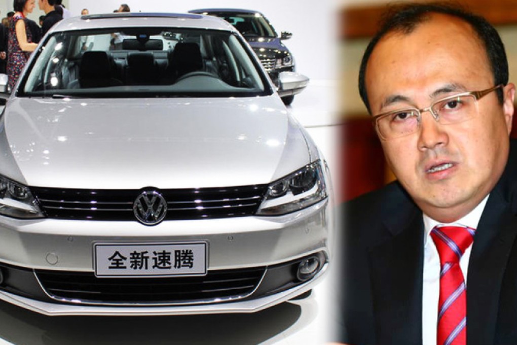 VW owns 40 per cent of its joint venture with state-owned FAW Group. Shi Tao (right), former deputy general manager of FAW-Volkswagen Sales Co, was convicted for taking 33 million yuan in bribes. Photos: SCMP, Sohu