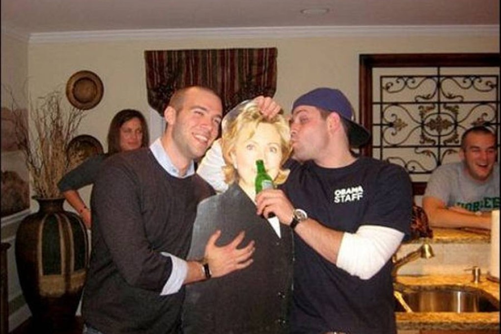 Obama aide Jon Favreau's grope of a Hillary Clinton cut-out.