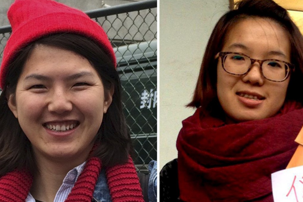 From left: women's rights activists Li Tingting, 25, and Wei Tingting, 26. Photo: Reuters