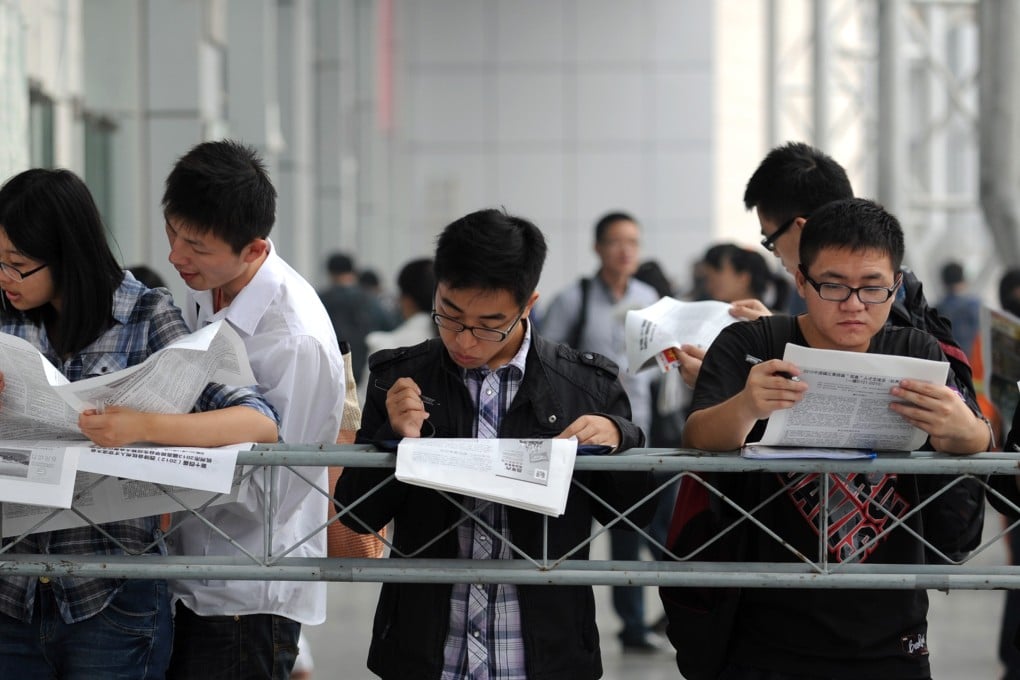 For China to catch up with the US on the technology and innovation front, its young people will need entry-level jobs that suit their education, such as white-collar jobs in marketing, technology or finance. Photo: Xinhua