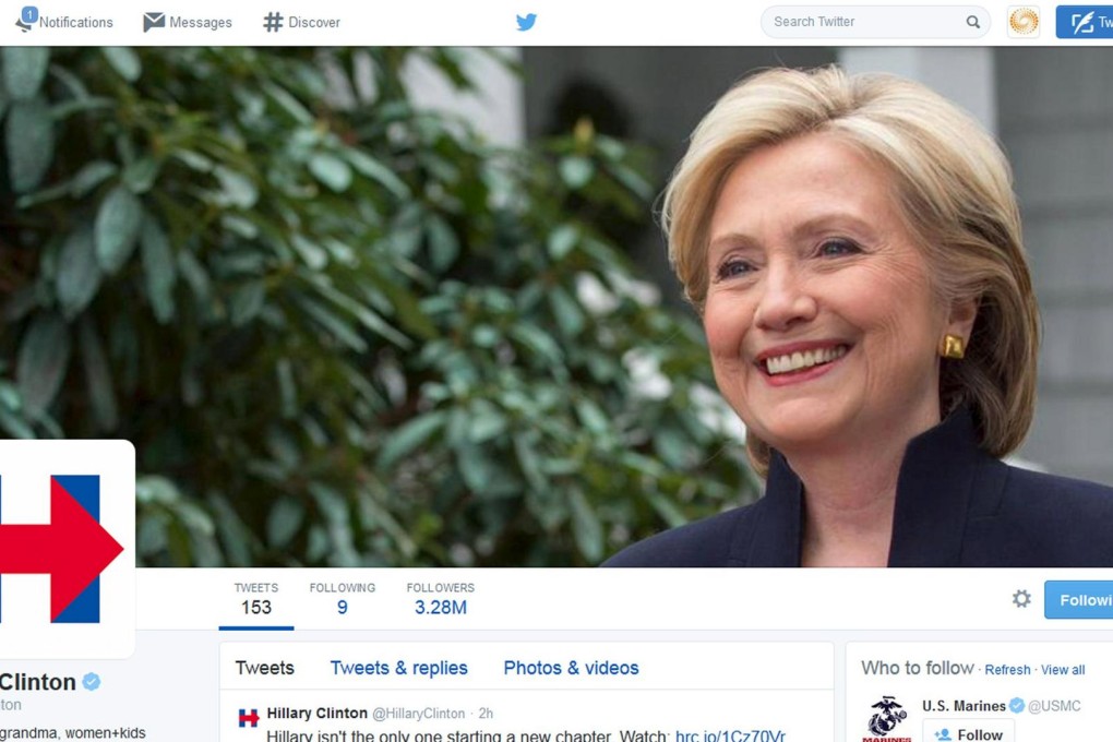 Hillary Clinton's new logo from her Twitter page. Photo: Reuters
