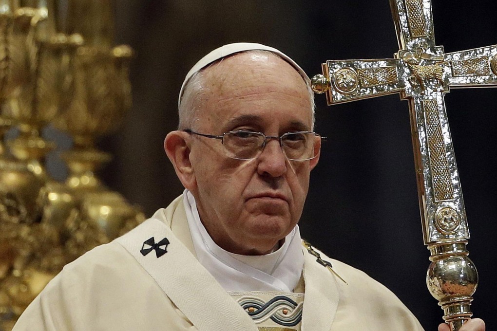 Pope Francis holds the pastoral staff during a Mass to mark the 100th anniversary of the slaughter of Armenians. Photo: AP