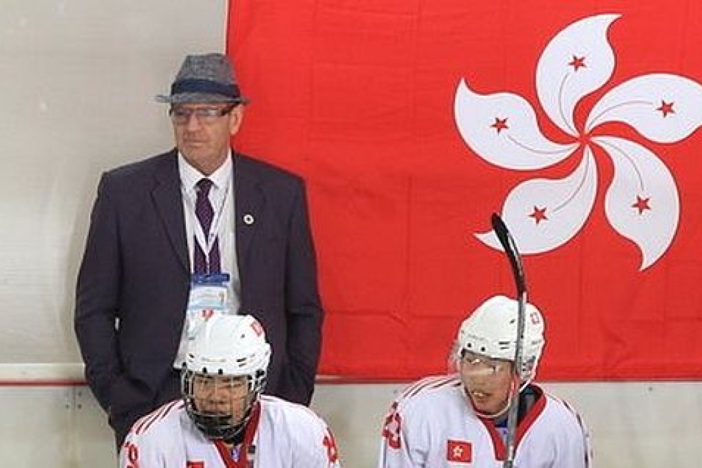 Barry Beck behind the bench of Hong Kong's national team at the 2015 IIHF Ice Hockey World Championship Division III. Photo: Cihan Kahraman