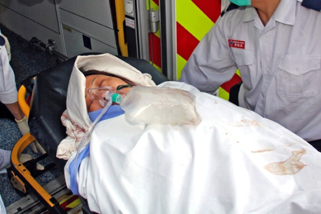 A woman has been sent to the hospital. A neighbour told police that there was a fight between the couple and an injured man was found beside a knife at the 12th-floor lift lobby.