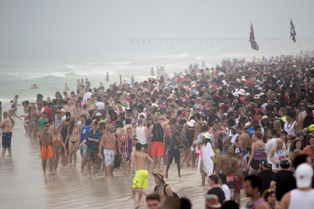 A huge crowd of spring-break celebrants party on Panama City Beach on March 12, around the time of the alleged rape. Photo: Reuters