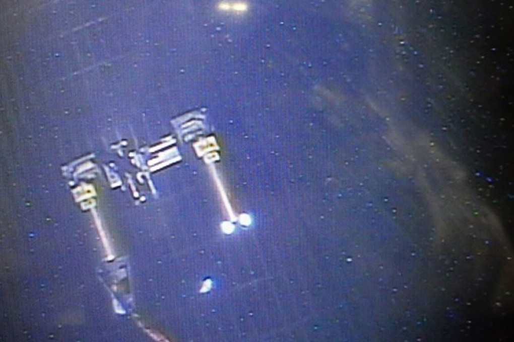 An image of the robot on its u-shaped configuration in the Fukushima reactor, prior to it becoming stranded last Friday. Photo: Tepco
