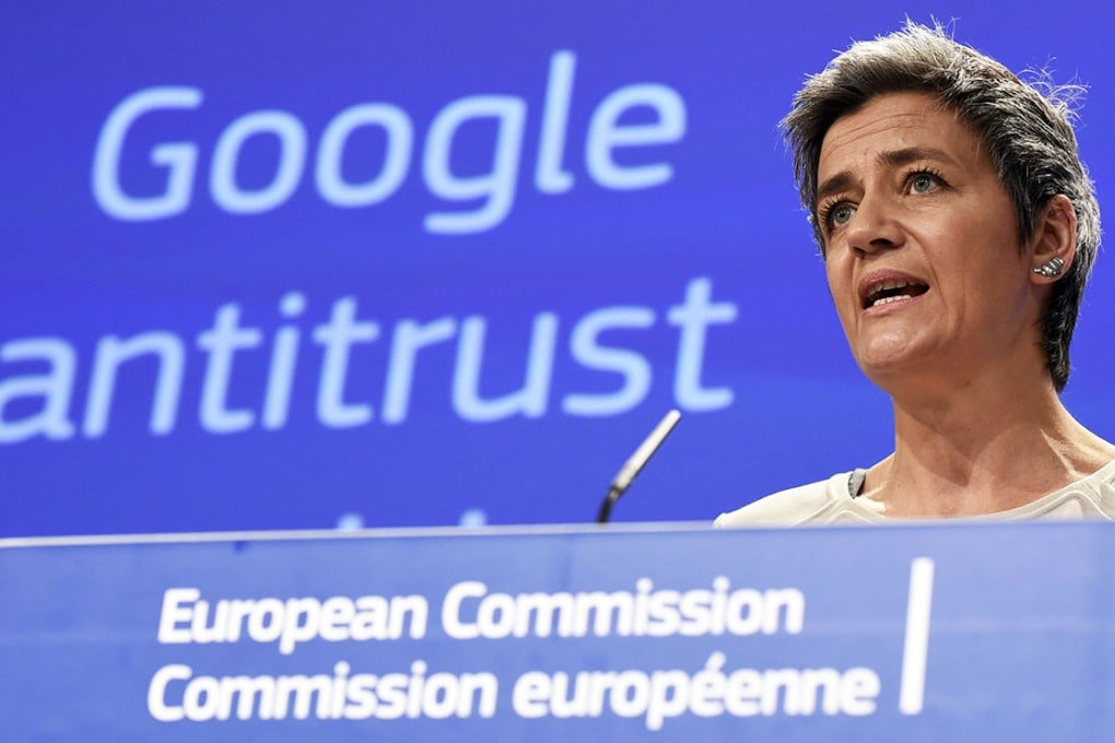 European competition commissioner Margrethe Vestager speaks on in Brussels as the EU formally charged Google with abusing its dominant position as Europe's top search engine. Photo: AFP