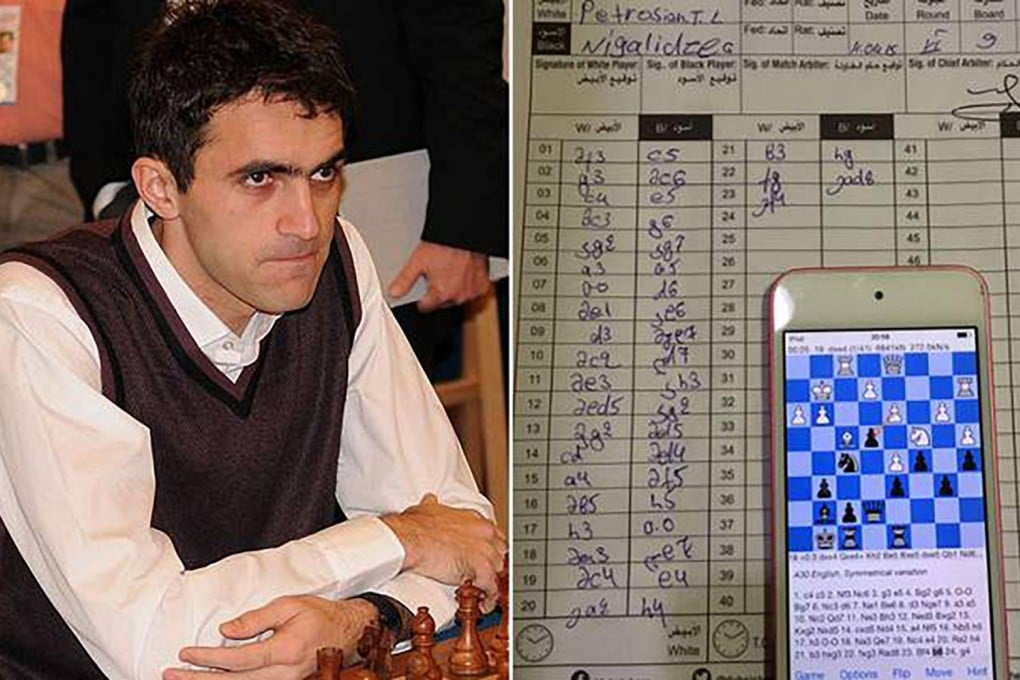 Gaioz Nigalidze used a hidden iPhone to aid his game.