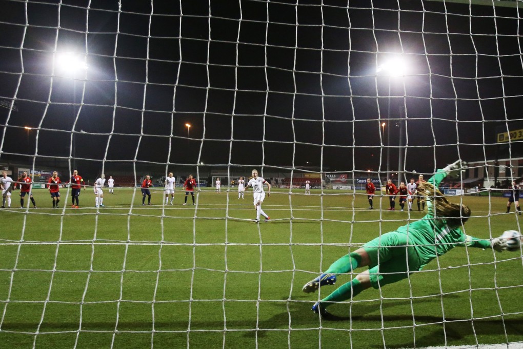 England captain Leah Williamson converts a penalty that could have deep-reaching ramifications for Uefa in future. Photo: AP