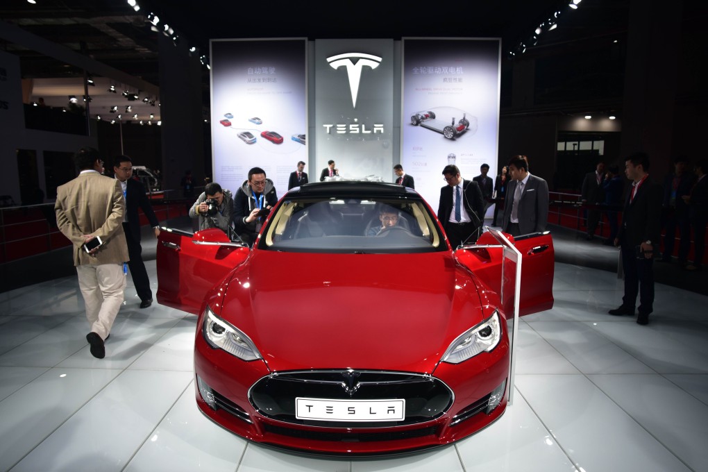 A Tesla Model S P85d car on display at the 16th Shanghai International Automobile Industry Exhibition in Shanghai on April 20, 2015. Photo: AFP