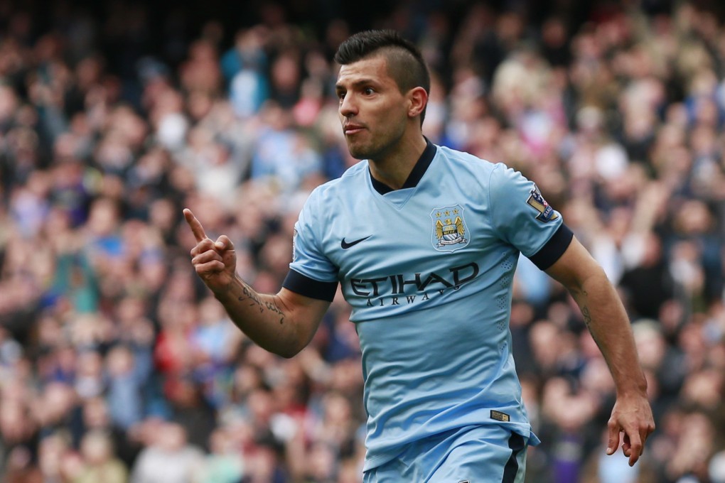 Sergio Aguero celebrates his goal. Photo: Reuters