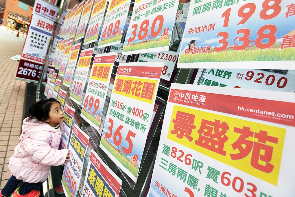 Property listing at property agency in Fanling. Photo: Nora Tam