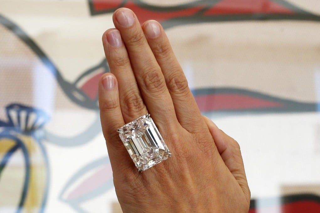 A model displays the 100-carat diamond. Photo: Reuters