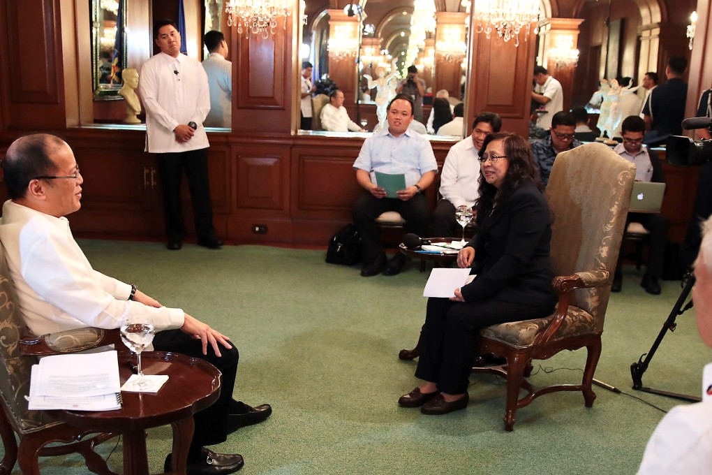 Alone at last - with 17 others. Benigno Aquino finally sits down with the South China Morning Post's Raissa Robles last Thursday. Photo: SCMP Picture