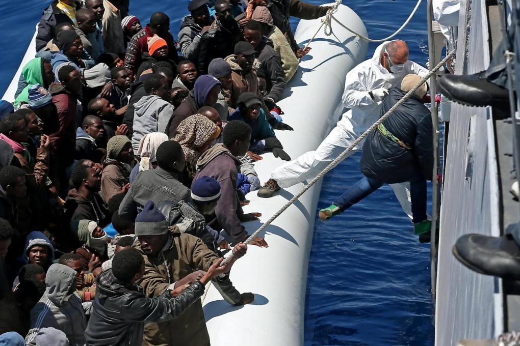 Over 200 illegal migrants trying to reach Europe are rescued by the authorities before they are shipped to the Italian mainland for processing earlier this week.Photo: EPA