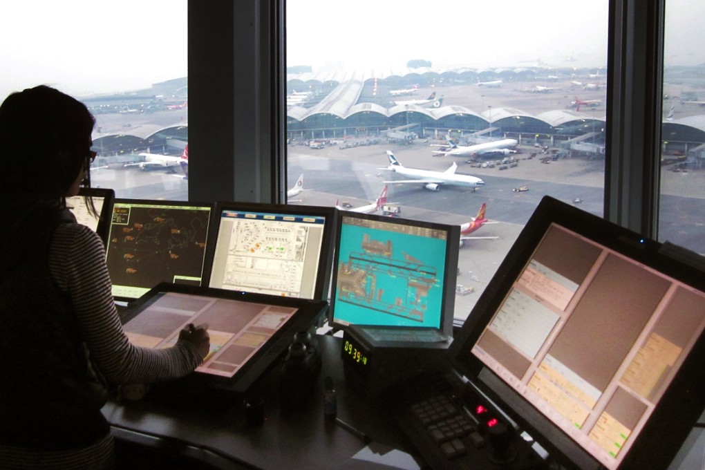 The electronic strip system at the control tower at Hong Kong airport. Photo: Lana Lam