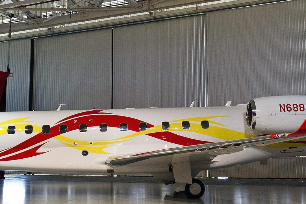 Actor Jackie Chan's jet with a custom China-themed paint job. Photo: AFP