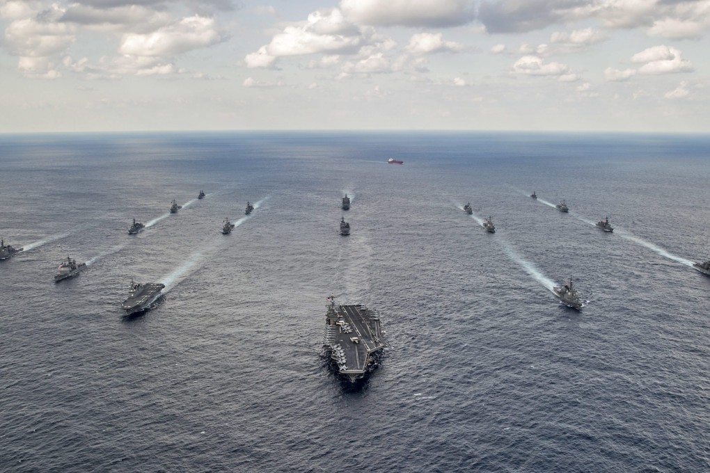 Japan and US ships in formation during the exercises involving 41,000 military personnel. Photo: EPA