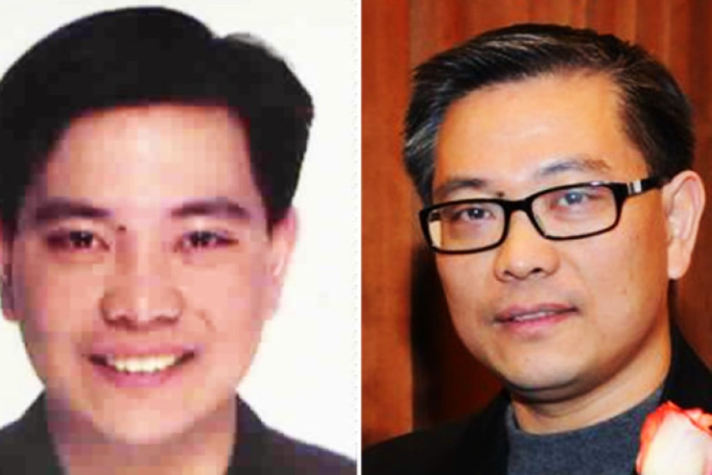 Cheng Muyang (left) in an Interpol shot, and Michael Ching in Canada in 2011. Both show a mole near the right eyebrow. Right photo: Patrick P.K. Tam