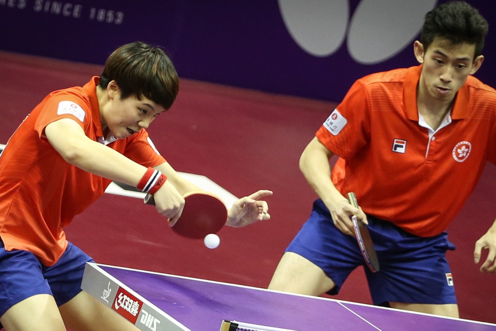 Hong Kong's Wong Chun-ting and Doo Hoi-kem head for victory over Poland's Pawel Fertikowski and Katarzyna Grzybowska at the World Table Tennis Championships in Suzhou. Photos: Xinhua