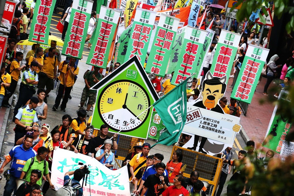 Labour Day marchers demanded five more statutory holidays. Photo: Felix Wong