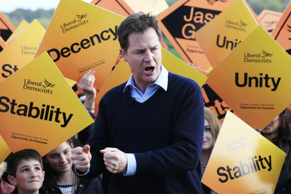 Liberal Democrat Party leader Nick Clegg at a rally. Photo: AP