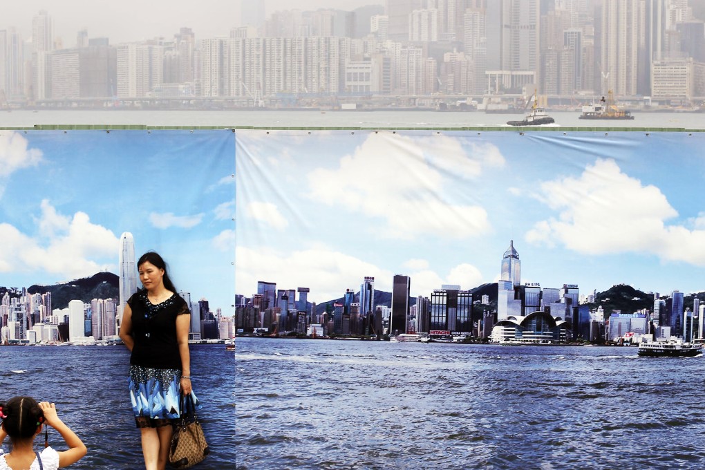 A banner showing an idyllic harbour view belies the true picture behind. The air-pollution index on that day, August 22 last year, was at "very high", with the city blanketed in haze. Photos; Sam Tsang; May Tse; K.Y. Cheng; David Wong; AFP; Will Hayward/courtesy of the Haywood family; courtesy of the Brinner family