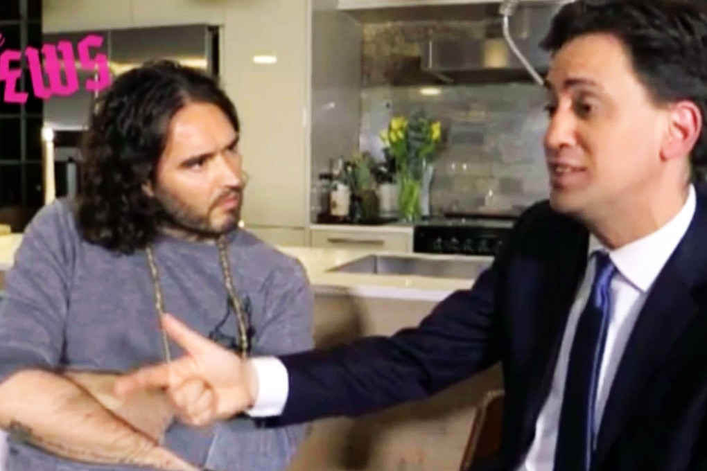 Miliband was criticised for meeting Brand (left). Photo: SCMP Pictures