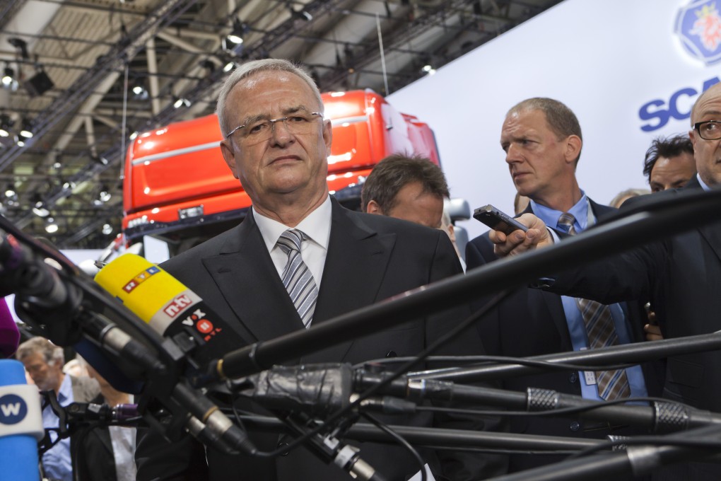 Martin Winterkorn, speaks to reporters after he won a boardroom battle with Ferdinand Piech, for control Volkswagen. The move highlighted the differences in the way family-run companies are run in Asia and Europe. Photo: Bloomberg