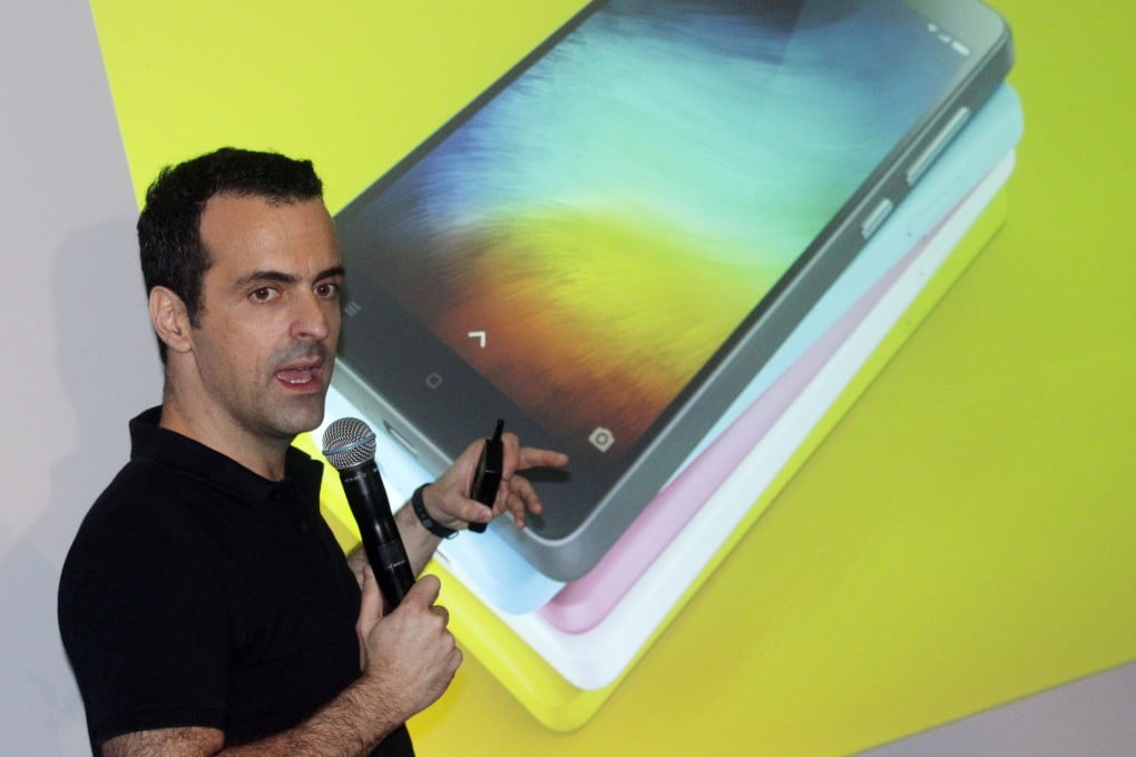 Xiaomi's Hugo Barra introduces the Mi 4i phone to a Hong Kong audience. Photo: Dickson Lee