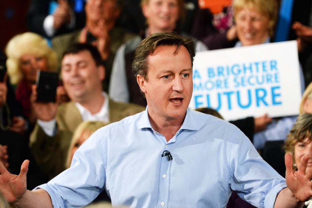 British Prime Minister David Cameron during his last-minute campaign surge before today's British election. Photo: EPA