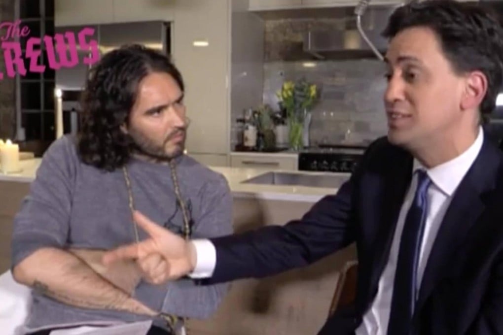 Ed Miliband (right) with Russell Brand.