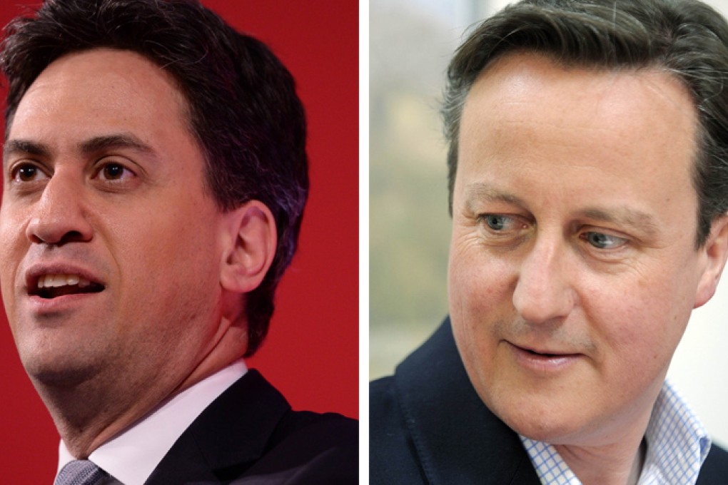 Labour candidate Ed Miliband (left) and Conservative Prime Minister David Cameron (right). Photos: AFP