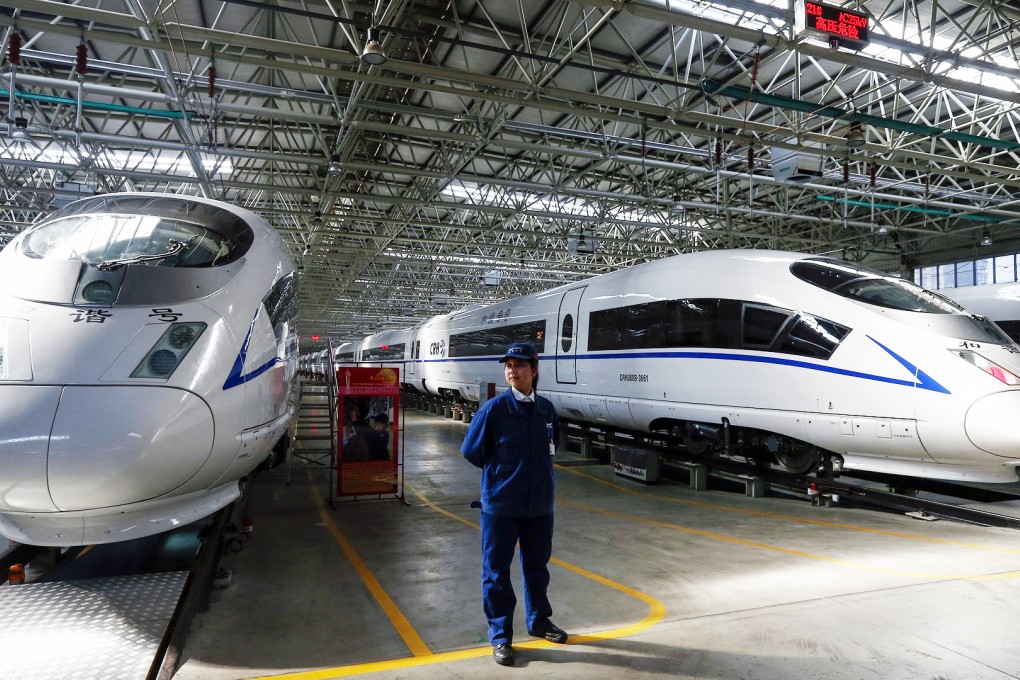 A testing facility of the Tangshan Railway Vehicle Co, a subsidiary of the China Northern Railway.The merger of CNR with China Southern Railway gained approval in January. Photo: EPA